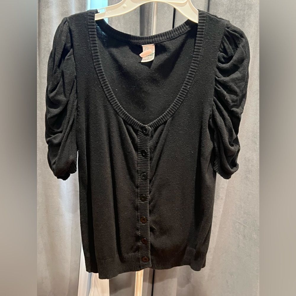 Aqua shot puff sleeve cardigan